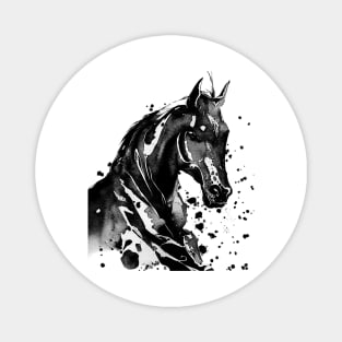 Paint-Washed Silhouette of a Racehorse With a Splattered Background Digitally Enhanced Magnet